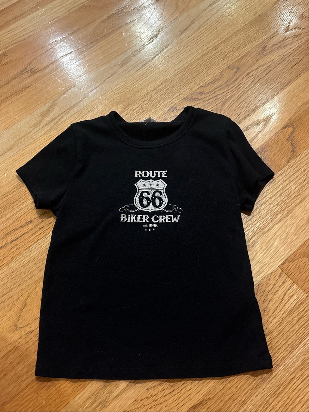 Garage Black Route 66 Biker Crew Graphic Tee